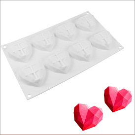 DIY Faceted Heart Shape Decoration Silicone Molds, Resin Casting Molds, for UV Resin & Epoxy Resin Craft Making, 8 Cavities