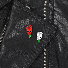 Rose Skull Smiley Oil Drop Brooch - Creative Fashion Accessory