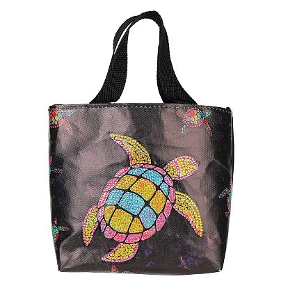 DIY Fairy/Dog/Unicorn/ Sea Turtle/Cattle Pattern Diamond Painting Handbag Kits, including Rectangle Bag, Acrylic Rhinestones, Diamond Sticky Pen, Tray Plate and Glue Clay
