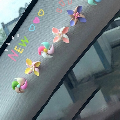 3Pcs 3 Styles Rotatable Plastic Mini Pinwheel for Car Decorations