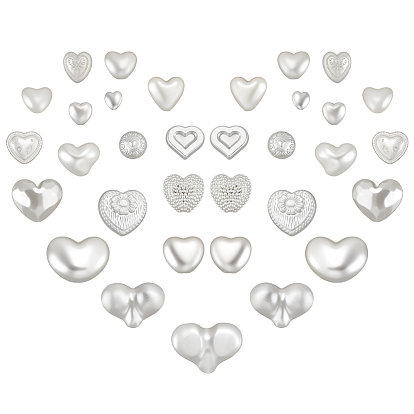 250 бусины из абс-пластика с имитацией жемчуга, сердце