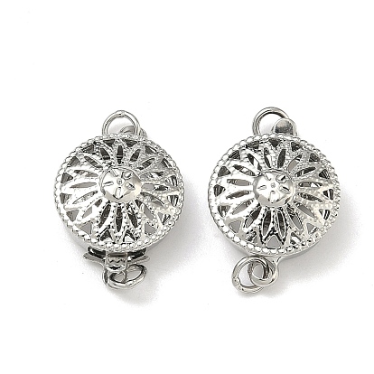 Застежки латунные коробки, плоский круглый с полым цветком, 1 нитей, 2-луночное