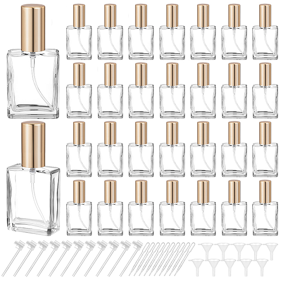 30шт. стеклянные флаконы для духов с ПП-пластиком, с 10шт. пластиковой воронкой-загрузочным бункером, 10шт. капельницей и 10шт. насосом