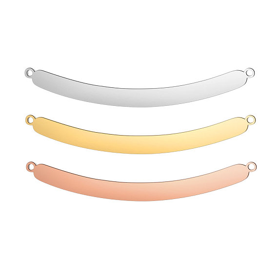 304 соединительные звенья нержавеющие, зеркальная полировка, изогнутая полоса, штамповка пустой метки