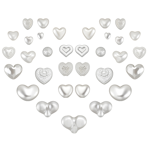 250 бусины из абс-пластика с имитацией жемчуга, сердце