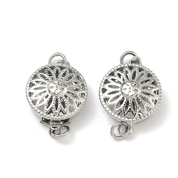 Застежки латунные коробки, плоский круглый с полым цветком, 1 нитей, 2-луночное