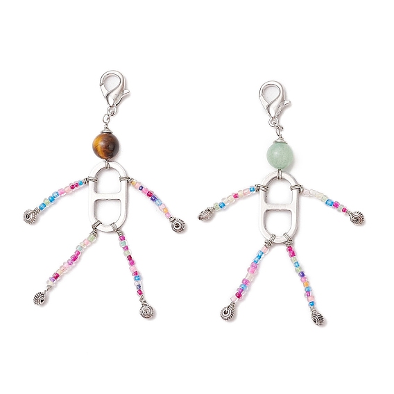 Бусины из тигрового глаза с натуральными кварцевыми бусинами и 201 звеньями из нержавеющей стали, стеклянными бусинами и застежками-лобстерами из цинкового сплава