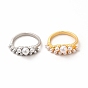 Plastic Imitation Pearl Cuff Ring, Rack Plating Brass Jewelry for Women, Lead Free & Cadmium Free