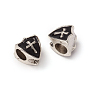 Antique Silver Plated Alloy European Beads, Large Hole Beads, with Enamel, Shield with Cross