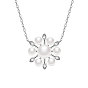 TINYSAND 925 Sterling Silver Pendant Necklace, Flower Pendant with Cubic Zirconia and Cultured Pearl, 16 inch