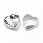 Pointed Back Glass Rhinestone Cabochons, Faceted, Back Plated, Heart