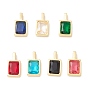 Brass Micro Pave Cubic Zirconia Charms, Cadmium Free & Lead Free,
Long-Lasting Plated, Rectangle
