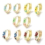 Серьги-кольца из настоящей 18k-золотой латуни с эмалью и цветочным принтом для женщин
