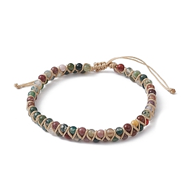 Natural Mixed Gemstone Round Braided Bead Bracelets, Nylon Thread Adjustable Bracelet