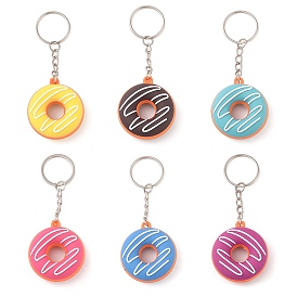 Alloy Keychains, with PVC Pendants, Donut