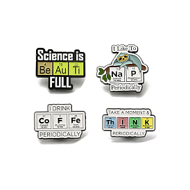 Chemistry Theme Safety Enamel Pins, Black Alloy Badge for Suit Shirt Collar, Word