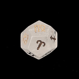 Natural & Synthetic Mixed Stone Classical 12-Sided Polyhedral Dice, Engrave Twelve Constellations Divination Game Toy