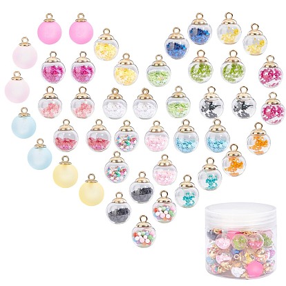 Transparent Glass Globe Pendants, with Frosted Acrylic Pendants