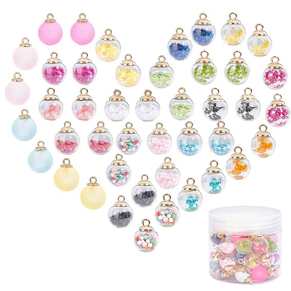 Transparent Glass Globe Pendants, with Frosted Acrylic Pendants