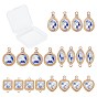 Colgantes de porcelana sunnyclue, con fornitura de latón chapado en oro claro y diamantes de imitación de cristal, lágrima, la luz de oro