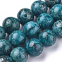 Natural African Pyrite Beads Strands, Dyed, Round