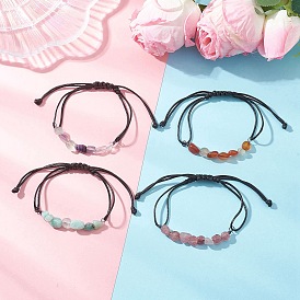Природных драгоценных камней чип бисер браслеты ссылку, Корейские плетеные браслеты из вощеного полиэфирного шнура для женщин