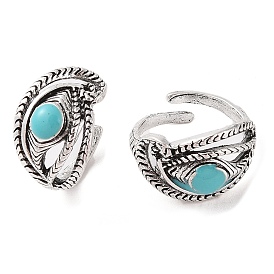 Synthetic Turquoise Cuff Rings, Eye Alloy Open Rings for Women, Cadmium Free & Lead Free