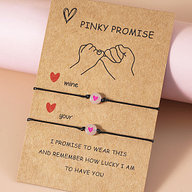 Glittering Love Heart Bracelets - Set of 2 Friendship Couple Paper Card Wristbands