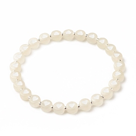 Heart Pattern Acrylic Beaded Stretch Bracelet with Synthetic Hematite for Women