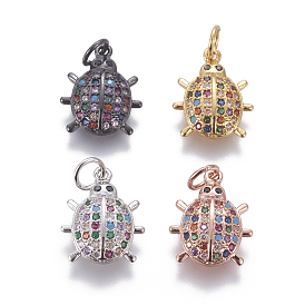 Brass Micro Pave Cubic Zirconia Charms, Insects