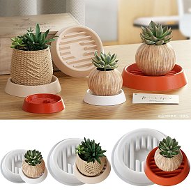 Food Grade DIY Plant Holder Silicone Molds, Resin Casting Molds, Flat Round