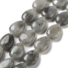 Natural Labradorite Beads Strands, Flat Teardrop