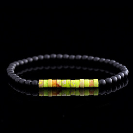 Браслеты из матового синтетического немагнитного гематита и натуральной императорской яшмы/малахита для мужчин, круглый и колонки