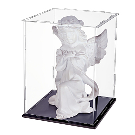 Акриловые коробки дисплея, пылезащитные чехлы, с черной основой, для моделей, строительные блоки, держатели для кукол, квадрат / прямоугольник