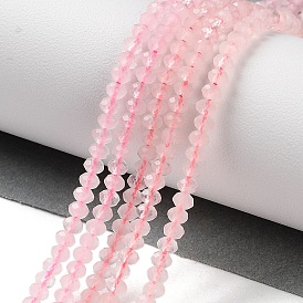 Natural Rose Quartz Beads Strands, Faceted, Rondelle