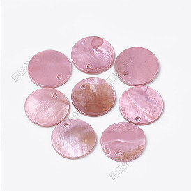 Pendentifs de coquillages d'eau douce naturelle, teint, charmes de disque