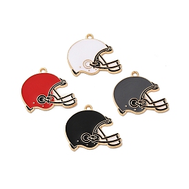 Alloy Enamel Pendants, Cadmium Free & Nickel Free & Lead Free, Golden, Baseball Helmet Charm