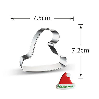 DIY 430 Stainless Steel Christmas Hat-shaped Cutter Candlestick Candle Molds, Fondant Biscuit Cookie Cutting Mould