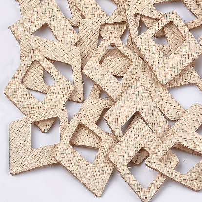 Handmade Straw Woven Big Pendants, Rhombus