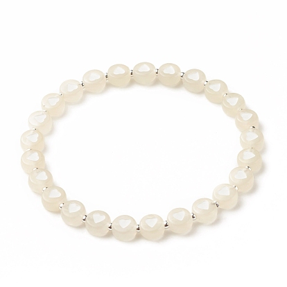 Heart Pattern Acrylic Beaded Stretch Bracelet with Synthetic Hematite for Women
