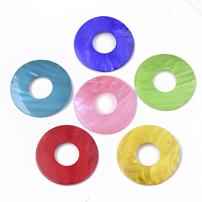 Spray Painted Freshwater Shell Pendants, Donut