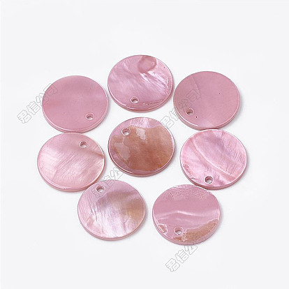 Pendentifs de coquillages d'eau douce naturelle, teint, charmes de disque