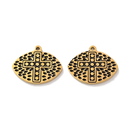 Ионное покрытие (IP) 304 подвески из нержавеющей стали с черной эмалью, глаз с крестом