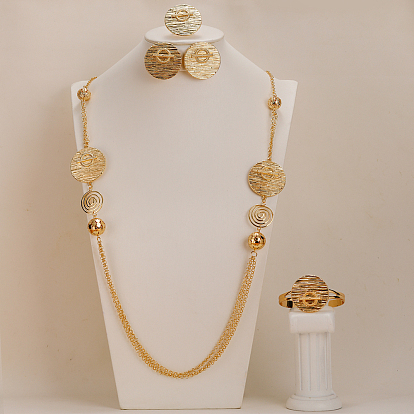 Изысканный плоский круглый браслет-манжета из цинкового сплава, серьги, многослойные ожерелья с кисточками и кольца для женщин