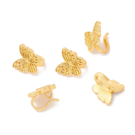 Rack Plating Brass S Hook Clasps, Long-Lasting Plated, Lead Free & Cadmium Free, Butterfly