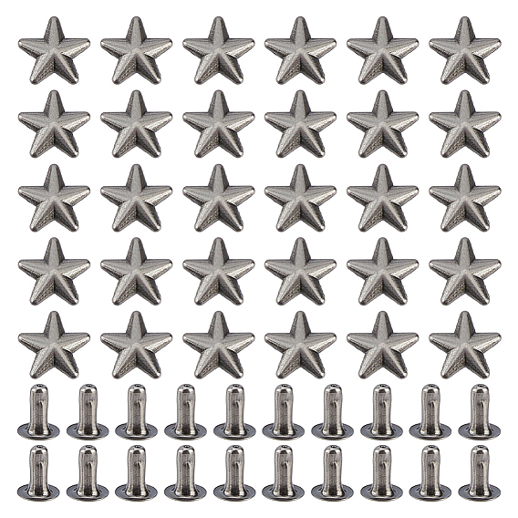 200 Bolsas de remaches decorativos de aleación de zinc, remache de colisión, para manualidades en cuero, estrella