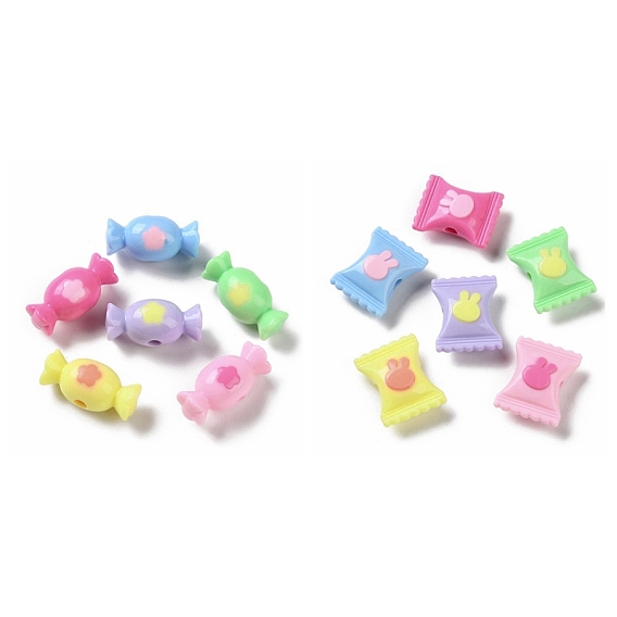 Двухцветные непрозрачные акриловые бусины, сахар