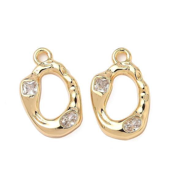 Латунные микропаве прозрачные подвески с фианитом, овальные