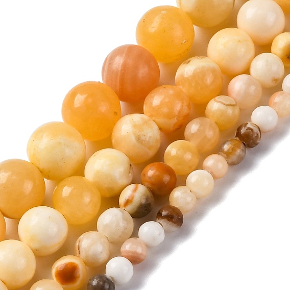 Естественный желтый нефрит бисер нитей, круглые