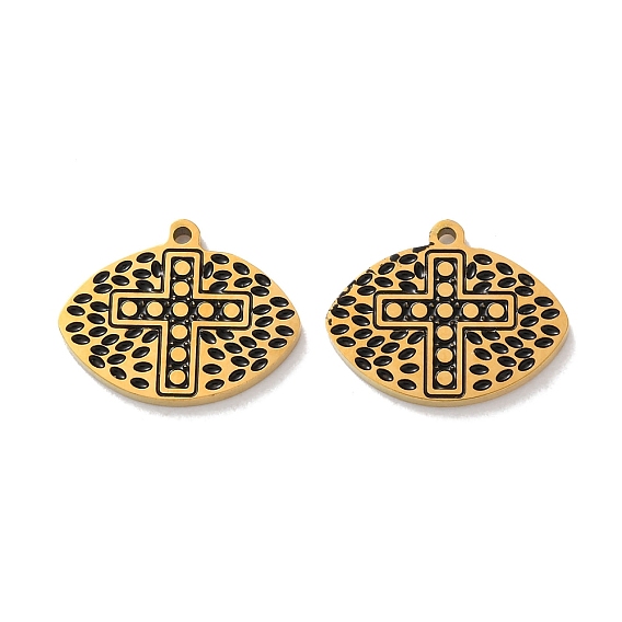 Ионное покрытие (IP) 304 подвески из нержавеющей стали с черной эмалью, глаз с крестом